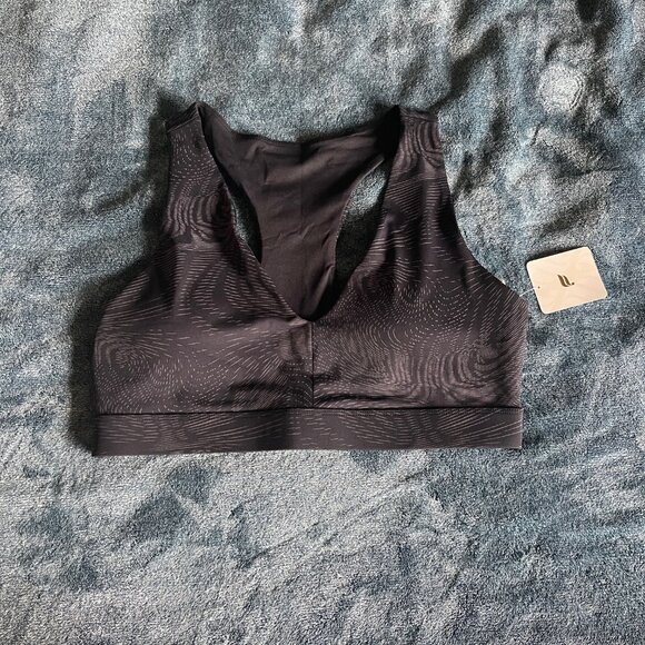 NWT Fabletics On-the-Go Midi Medium Impact Sports Bra Black High Frequency XL - Picture 1 of 3